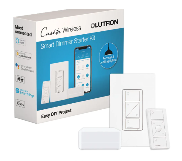 Lutron Caseta 3-Way Wireless Smart Home Lighting Dimmer Switch Starter Kit with Remote in White